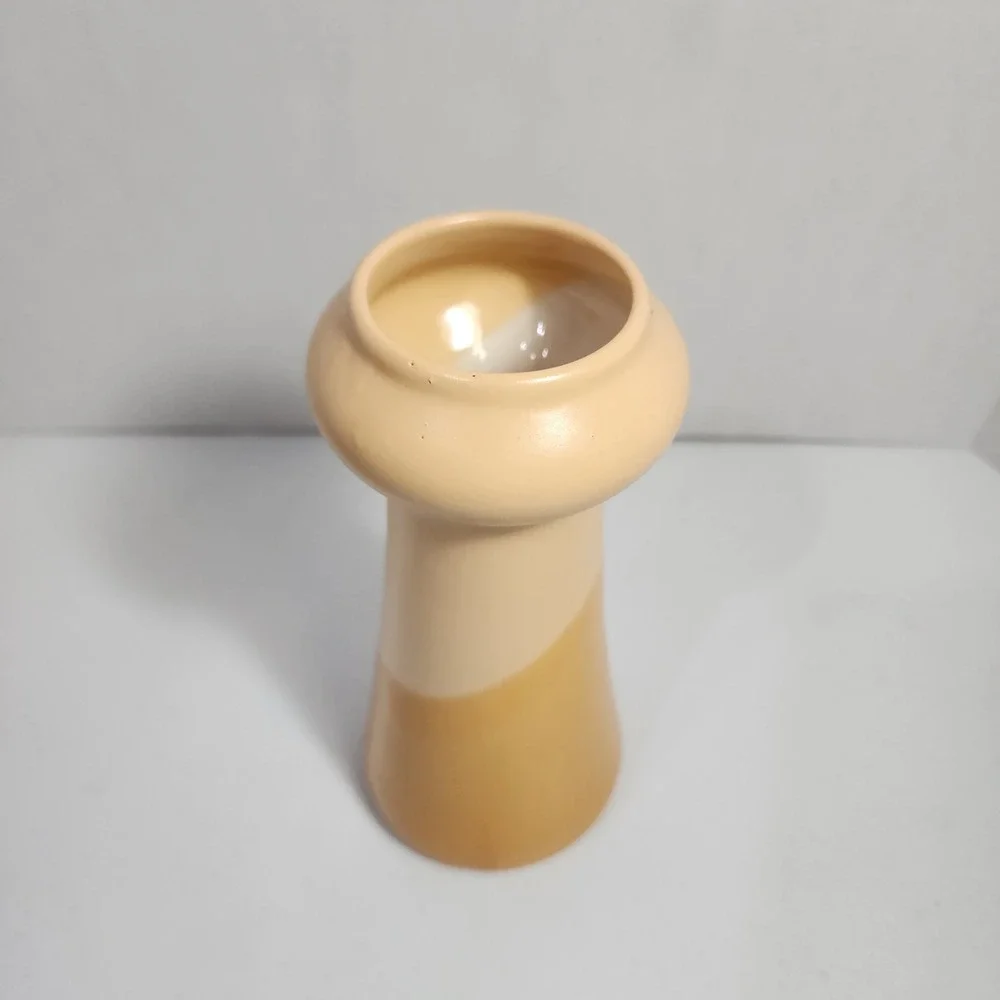 VTG Tradewinds Bay Ceramic Vase Two Tone Tan Beige MCM Decor 9.25 Inch